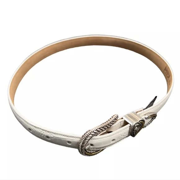 Brighton white crocodile pattern leather belt. Classic. Small. - Picture 5 of 6